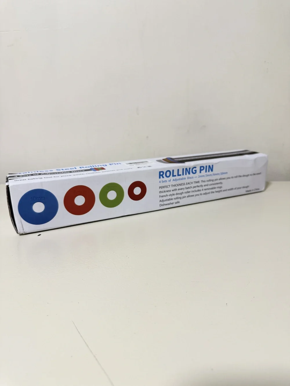 Adjustable Stainless Steel Rolling Pin 17 in 4 Thickness Discs Engraved